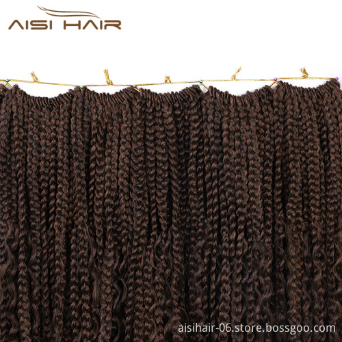 Aisi Hair Goddess Faux Locs Crochet Braids Hair Extensions Synthetic Brown Color Faux Locs Braids Hairpieces For Black Women